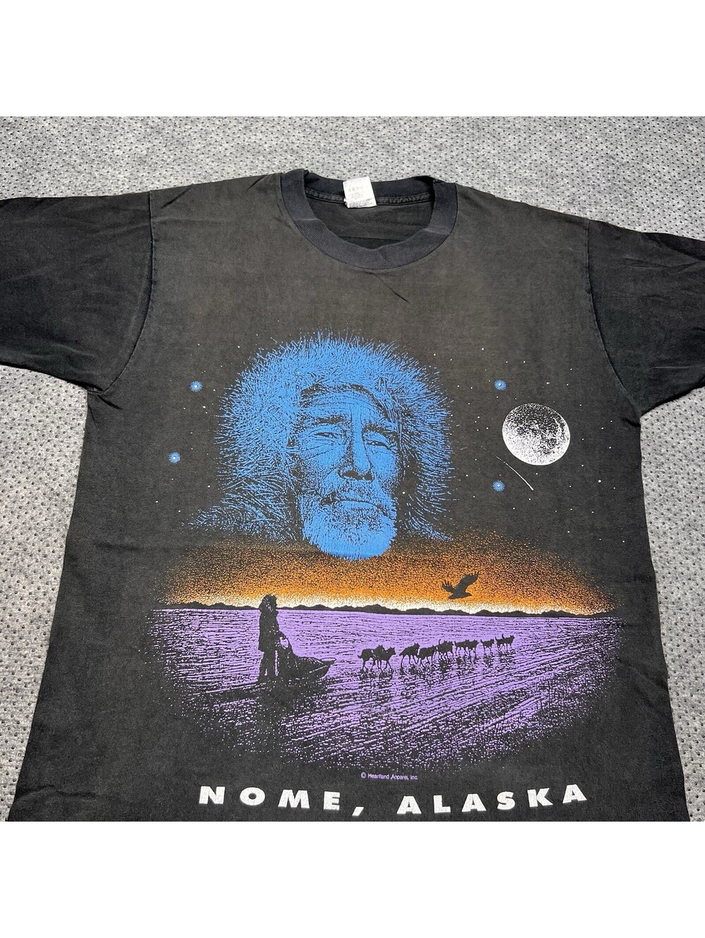 Vintage 1990s Nome Alaska Nature Snow Wolves T-Shirt Medium Rare Men’s Black - Picture 2 of 7